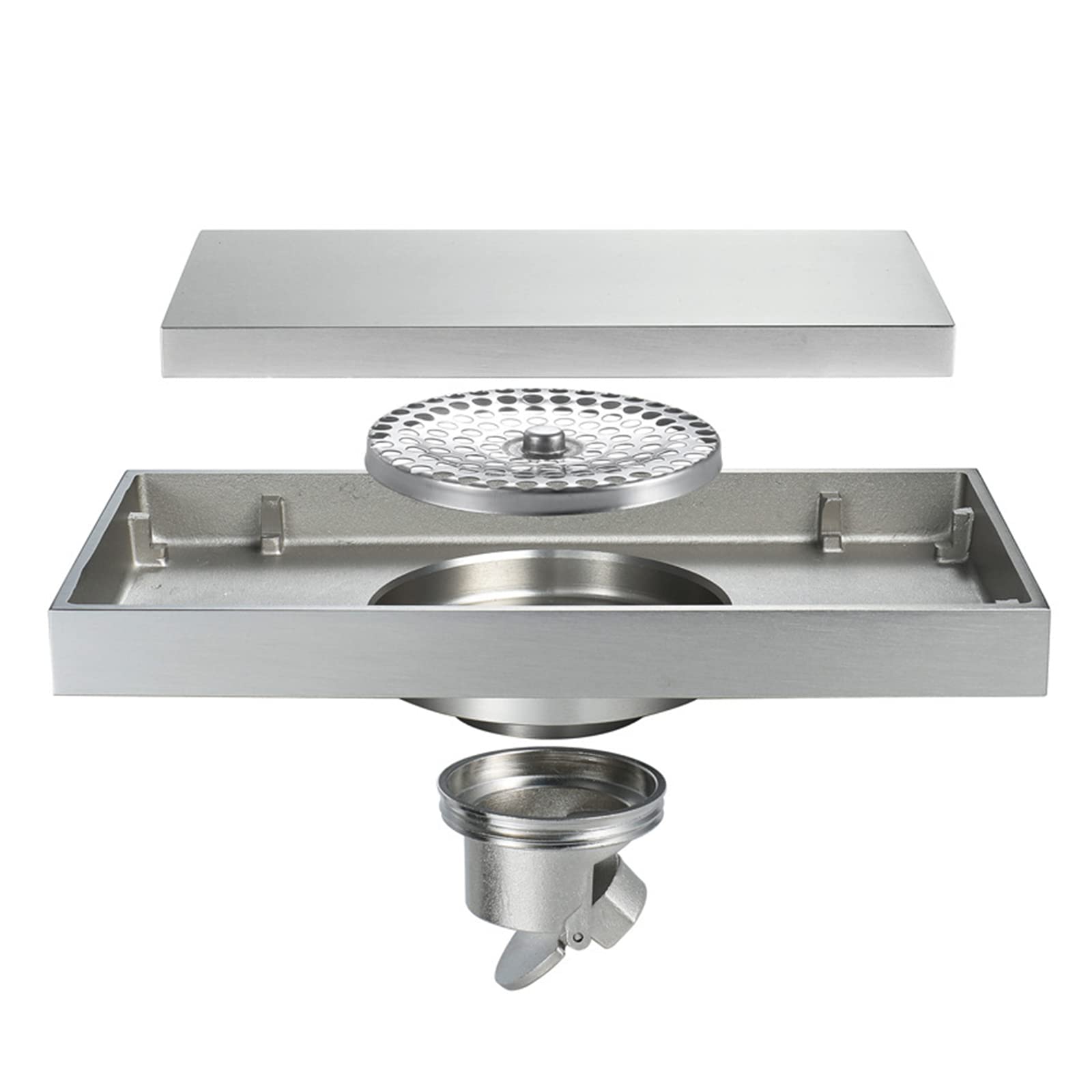 Caniveau de douche linéaire 20 cm en laiton massif avec grille pour carrelage de salle de bain