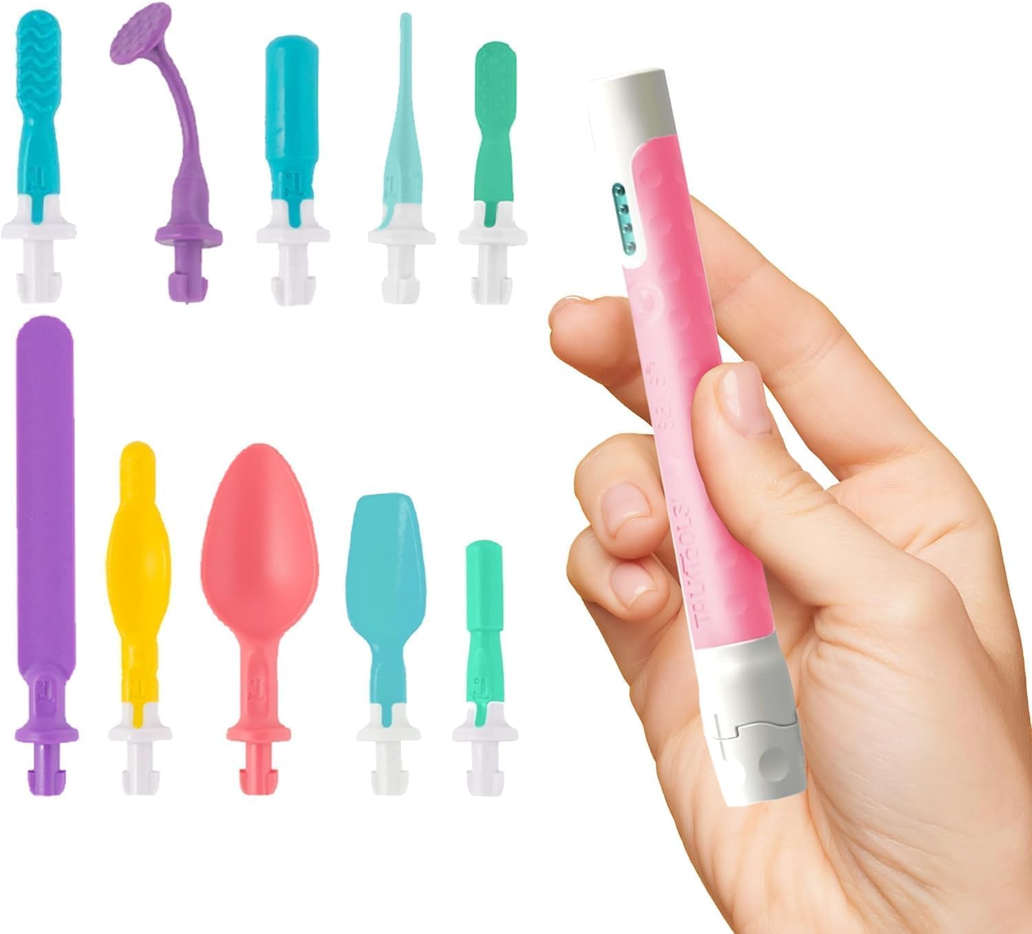 TalkTools Sensi Oral Sensory Therapy Tool with Soft Sensi Jaw Tips (Pink, 10 Tips Set - Pink)