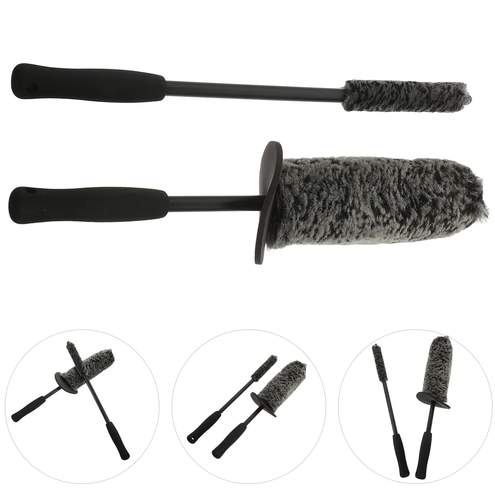 GLEAVI 2 Set Spazzola del Mozzo Dell'auto Spazzola per Ruote Auto Spazzola per Dettagli Ruote Auto Bordo per La Pulizia delle Ruote Spazzola per Cerchione Auto Eva 2 Pezzi * 2