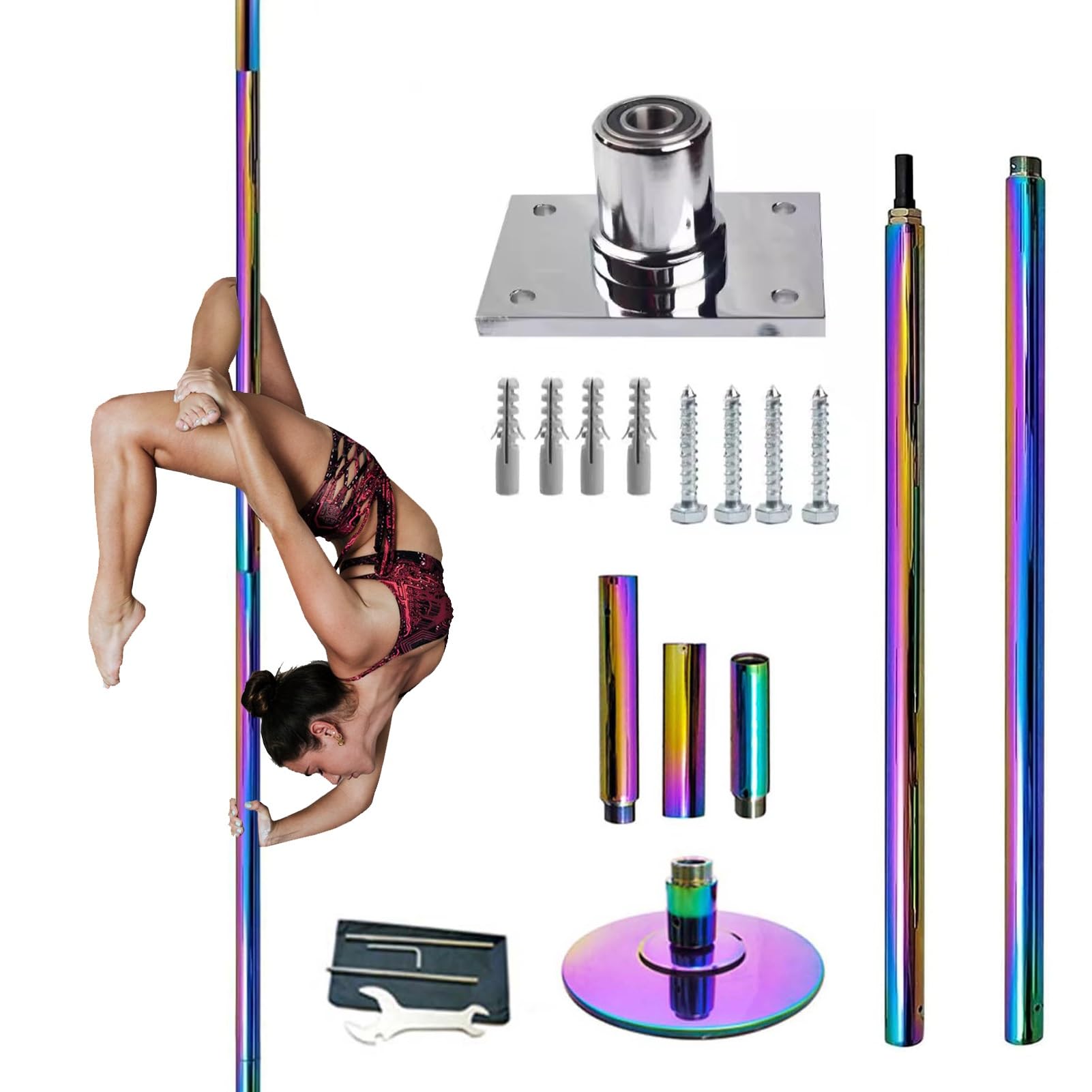 Heavy-Duty Dancing Pole with Fixed Plate, Beginners and Professionals Pole Dance Pole, Permanent Stripper Pole Tube Kit for Studio/Gym/Bar (Color : 2.5M-3M(8.2FT-9.8FT))