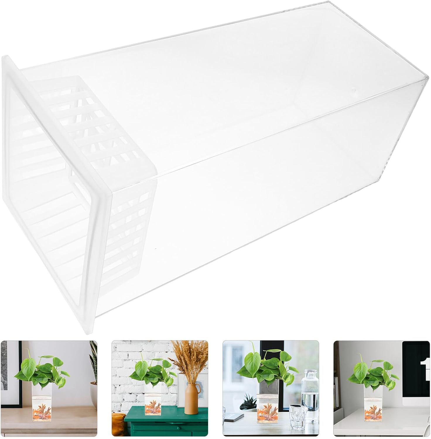 Mini Hydroponic Fish Tank Small Plastic Aquarium Bowl Desktop Micro Landscape Vase for Home Office Fish Breeding