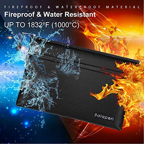 Fireproof Document Bag (2000℉) Upgraded 2 Pockets, GEMEK 15"x 11