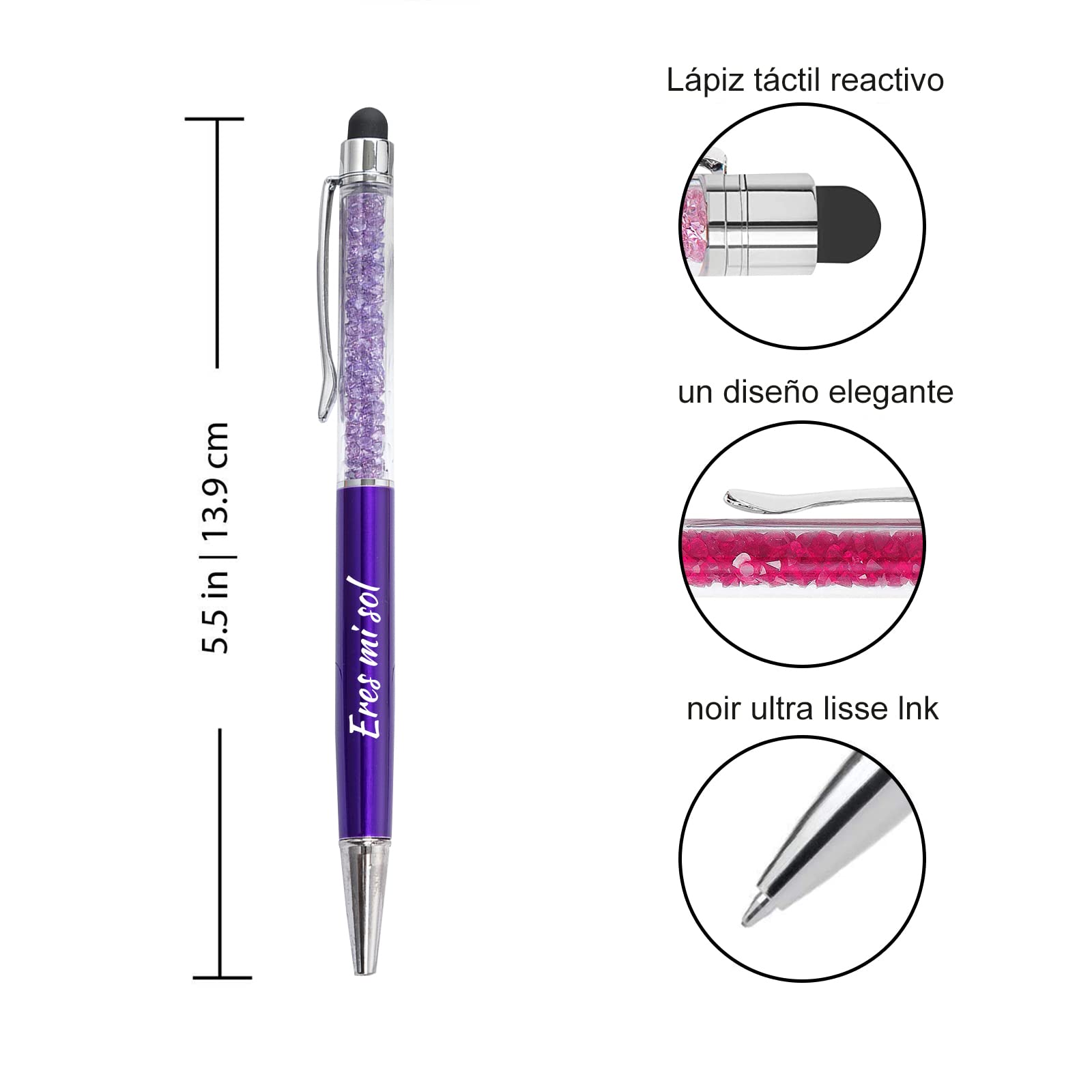 Bolígrafo personalizado con función 2 en 1 con nombre, logotipo, texto, URL comercial - Bolígrafo con nombre personalizado para varios toques de pantalla - Bolígrafos de tinta negra - 156piezas