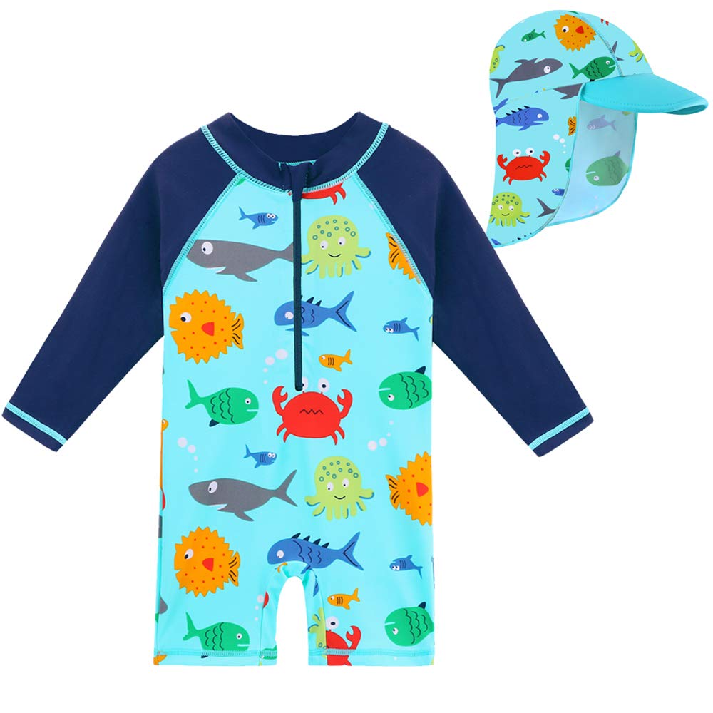 HUAANIUE Toddler Boy Swimsuit Rashguard One-Piece Swimwear 0-6 Years