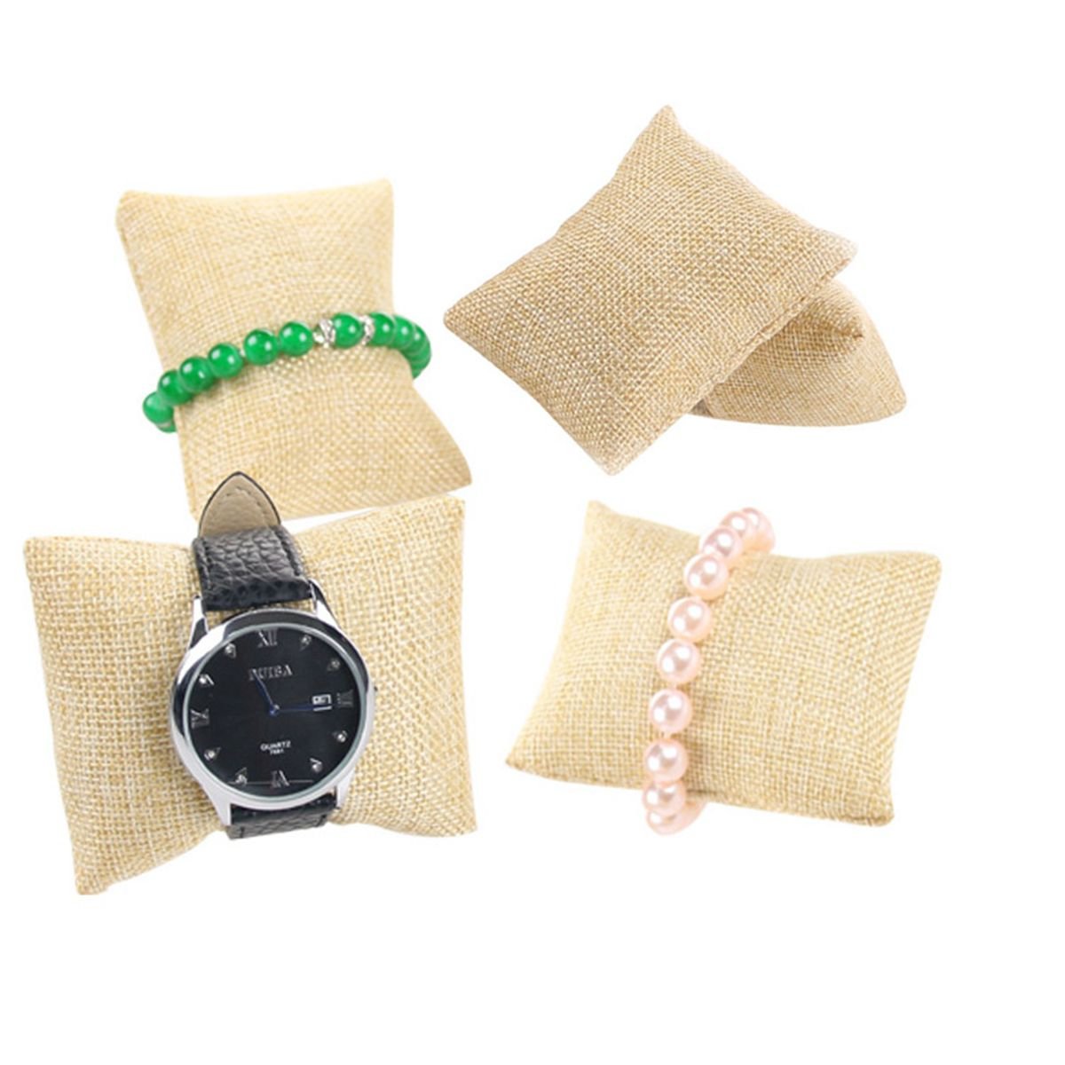 Bocar Watch Bracelet Bangle Small Linen Pillow Jewelry Display (ZT-linen-20)