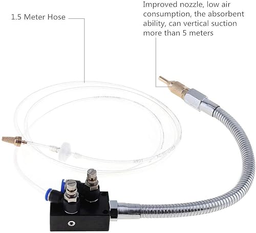 Miniatura 3 de ChgImposs Sistema de pulverización de lubricación de refrigerante de niebla con válvula de retención y tubo flexible de acero inoxidable para corte
