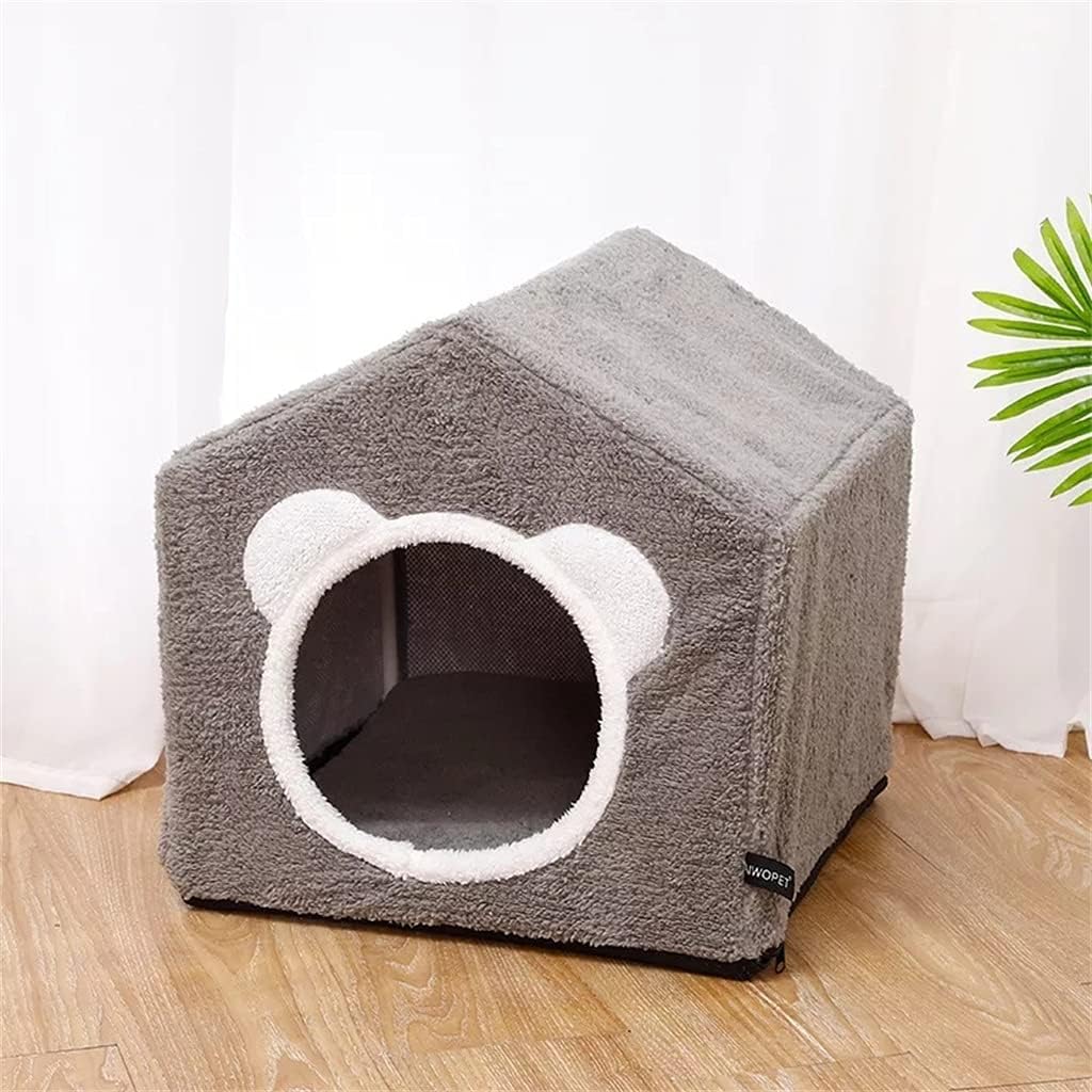 Bed for Portable Pet Small Dog House Kittens Basket CushionPillow Mat Tent Removable Puppy Nest Cave Cats Beds (D 41X41X41cm)