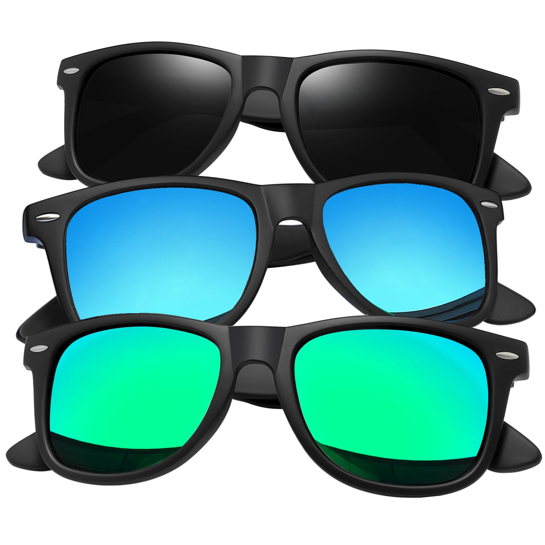 Joopin 3 Pack Square Sunglasses Polarized UV Protection Trendy Sun Glassses Fashion Shades for Women Men