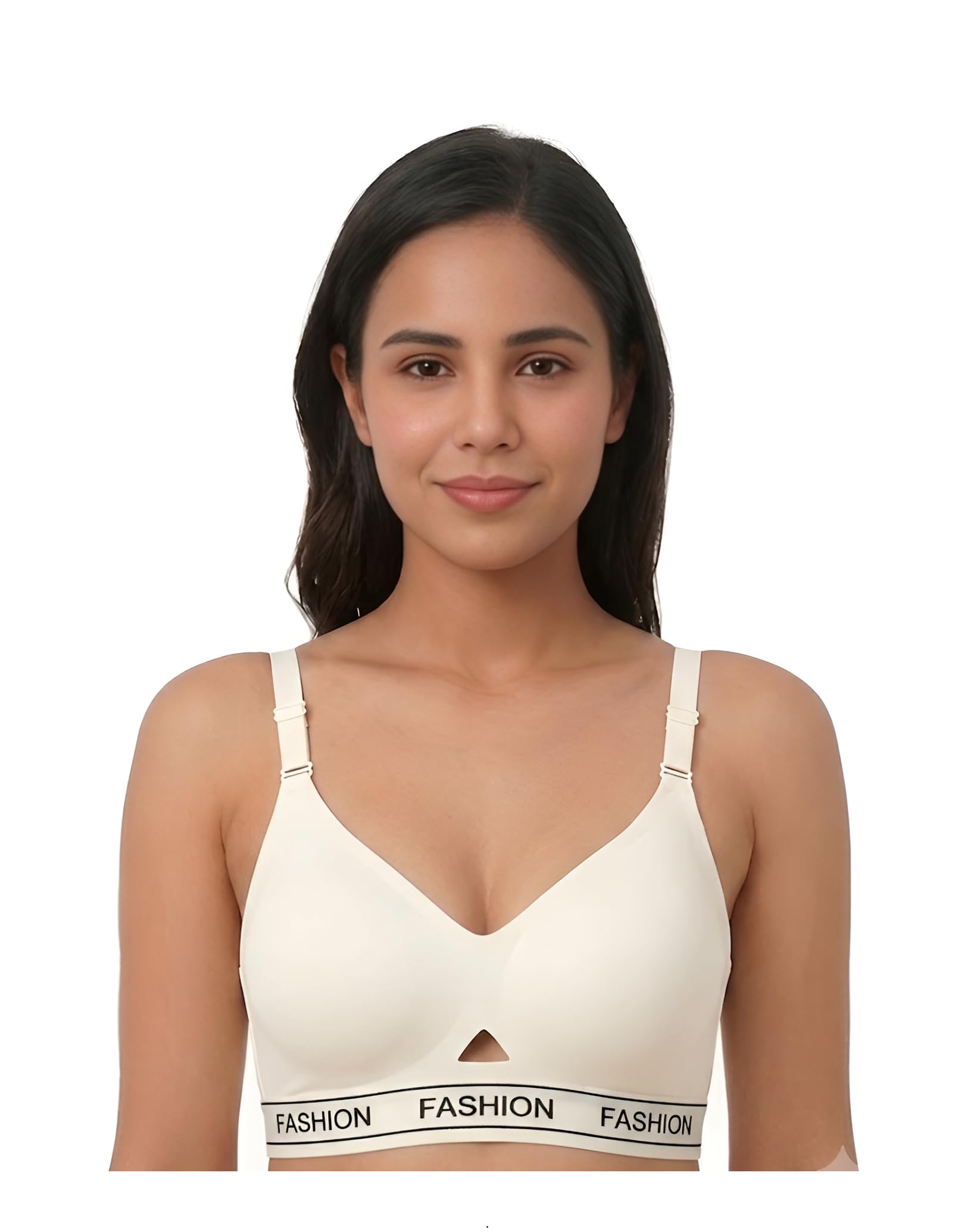 Women’s Padded Non-Wired Seamless T-Shirt Bra | Broad Elastic Band Printed Sports Bra with Adjustable Straps-picture-43