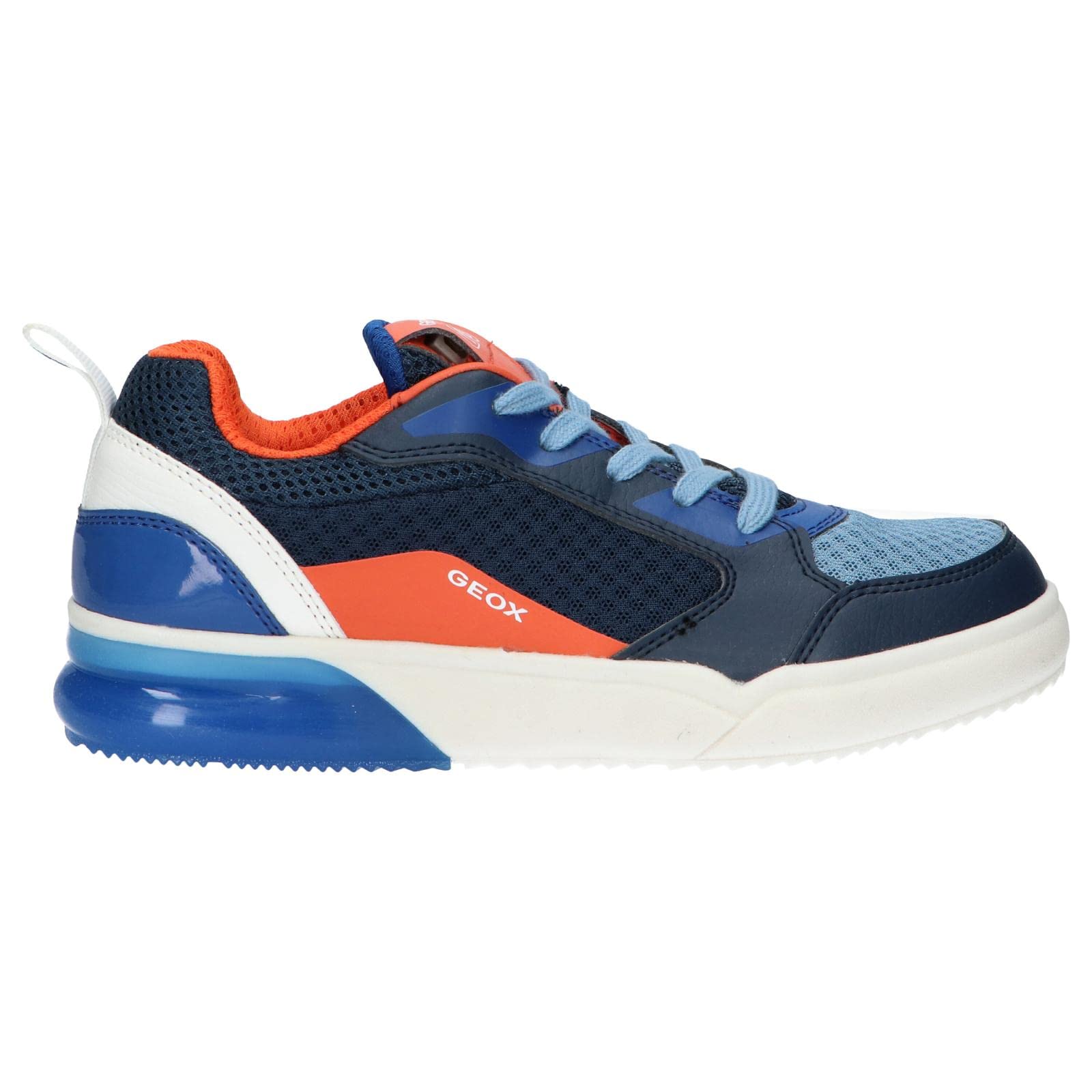 Geox Bambino Scarpe Stringate Basse J GRAYJAY Boy, Ragazzo Sneaker, Lacci,Scarpe da Strada,Sportivo,Elegante,Casuale,Navy/Orange,32 EU / 13 UK Child