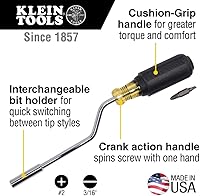Vista 2 de KLEIN TOOLS 67100 Multi-Screwdriver Set, 2-in-1 Interchangeable Rapi-Driv Screwdriver with Phillips and Slotted Bits