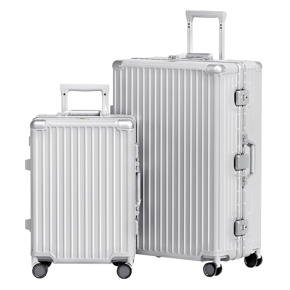 AnyZip スーツケース キャリーバッグ ホワイト 90L Amazon | AnyZip キャリーオンラゲッジ PC+ABSアルミニウム