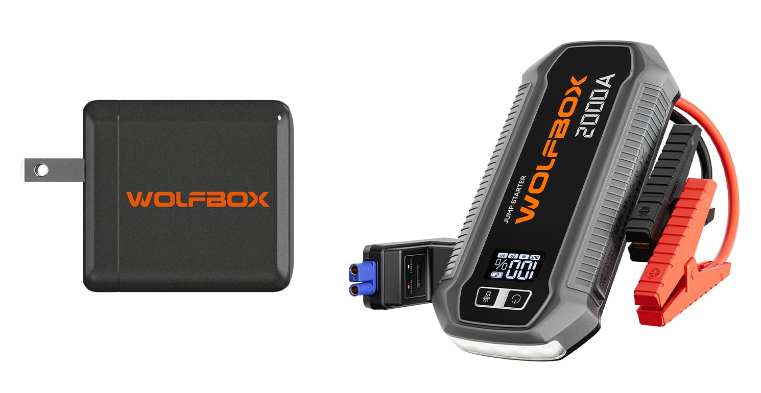 WOLFBOX 65W USB C Charger + 2000A Jump Starter