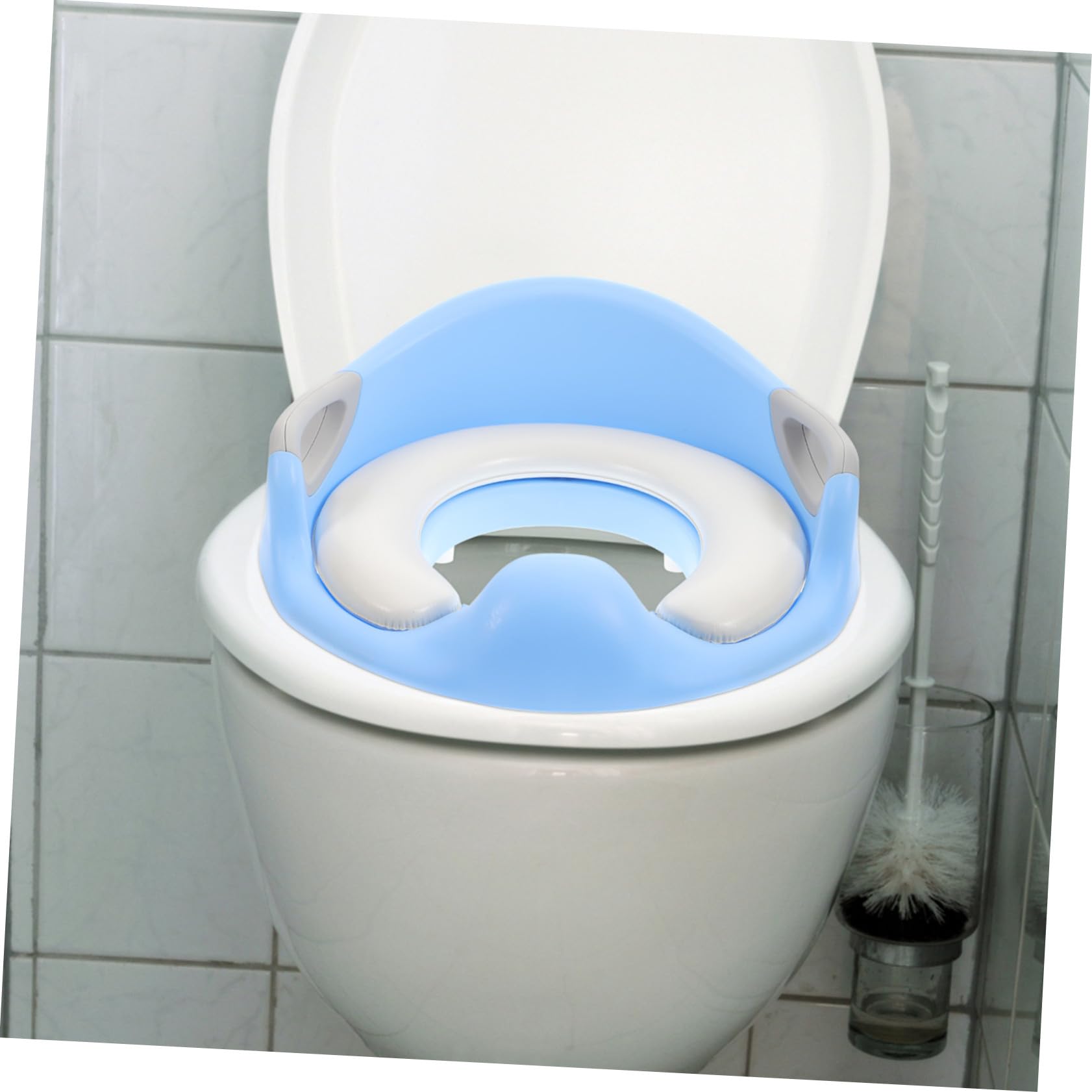 Asiento Wc Infantil Azul con Soporte Antideslizante y Respaldo Estable Reductor de Inodoro para Niñas Entrenamiento de Baño