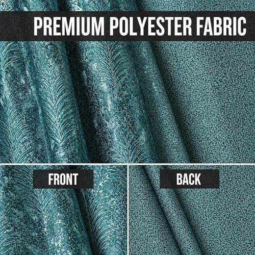 Image of HUTI 5 feet Sea Bue Window Curtain Set of 2 | Semi-Transparent Leaf Printed Curtain | Soft Knitted Polyester | Eyelet Curtain for Living Room & Bedroom 4x5 ft (120 x 150 cm) | Best for Home Decor