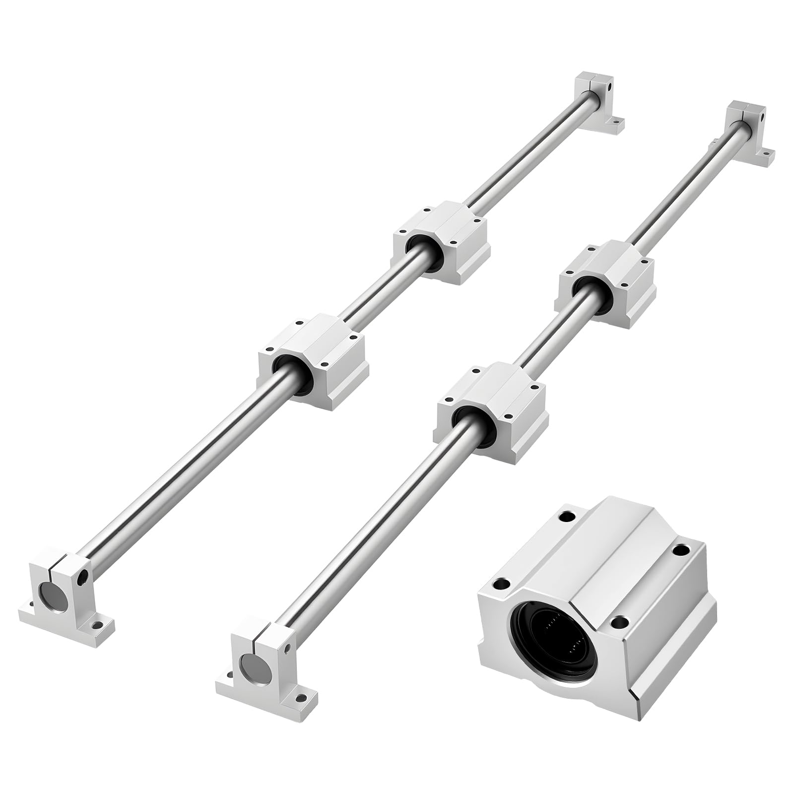 VEVOR Linearschienen & Gleitblöcke SFC25, 1000 mm, 2er-Pack + 4 Stk. Gleitblöcke