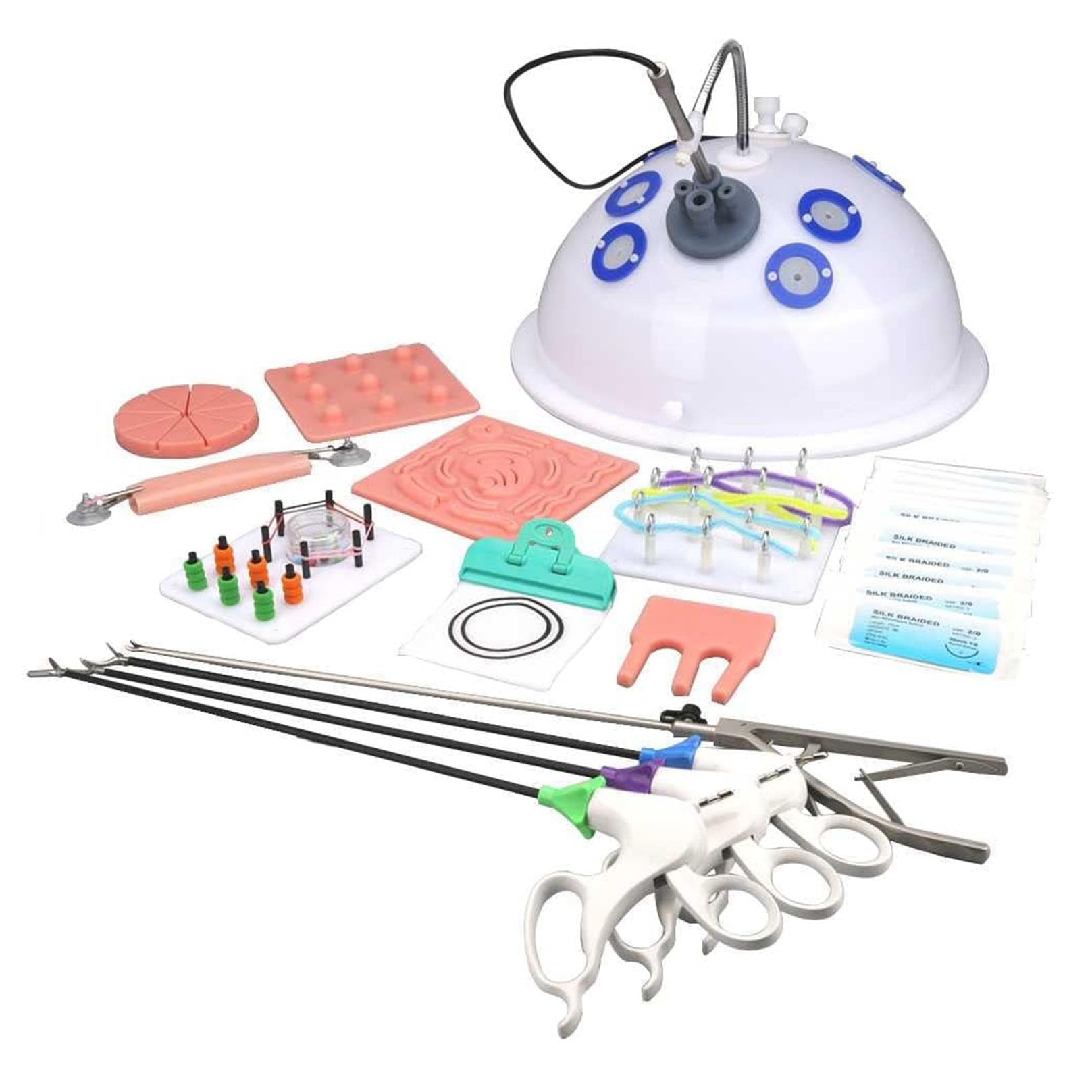 Simulador laparoscopia,Caja de Entrenamiento Laparoscópico,Simulador laparoscopia surghero con Endoscopio y 4 Instrumento y 10 Entrenamiento Módulos,para formación en simulación médica