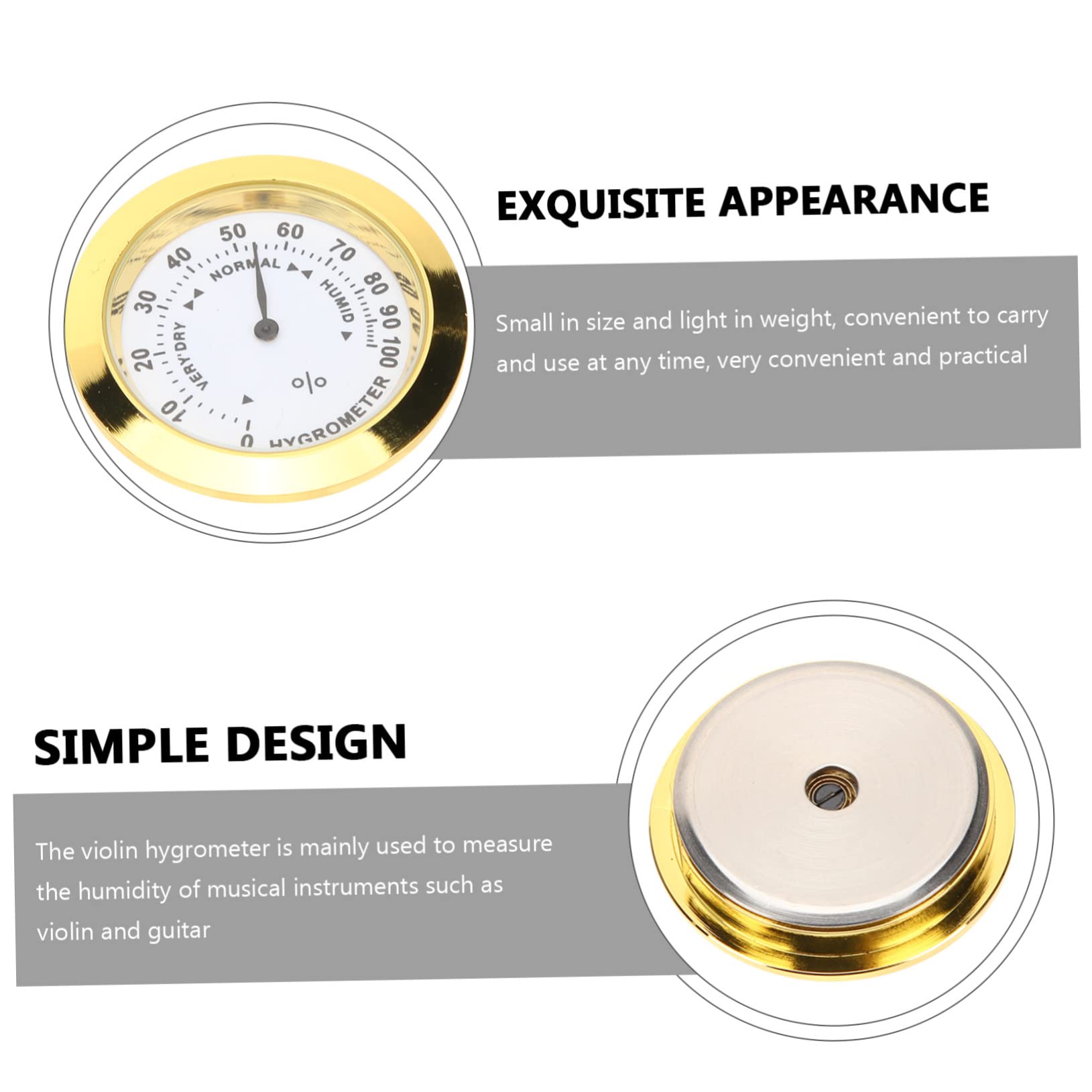 Artibetter 4pezzi Igrometro Rotondo Per Misurazione Umidità Per Chitarra e Strumenti Musicali Alta Precisione Design Elegante Compatto e Leggero Per Custodie Di Violino e Chitarra