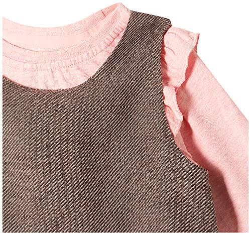 Image of miniklub Baby Full Sleeve Round Neck Knit Dungaree Set, (Brown)