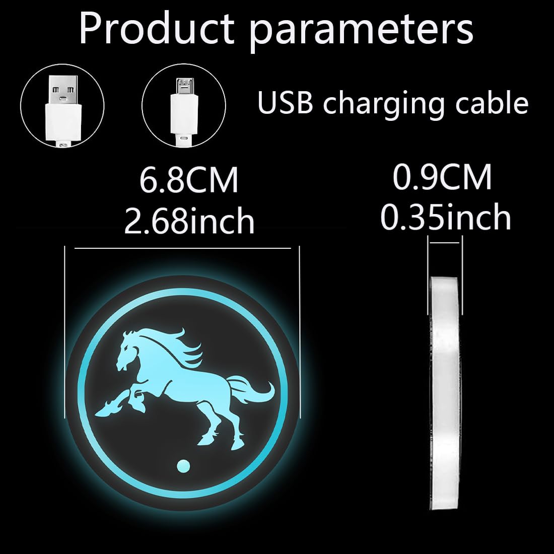 1 Uds Soporte De Taza De Luz LED Para Coche Almohadilla Inferior 7