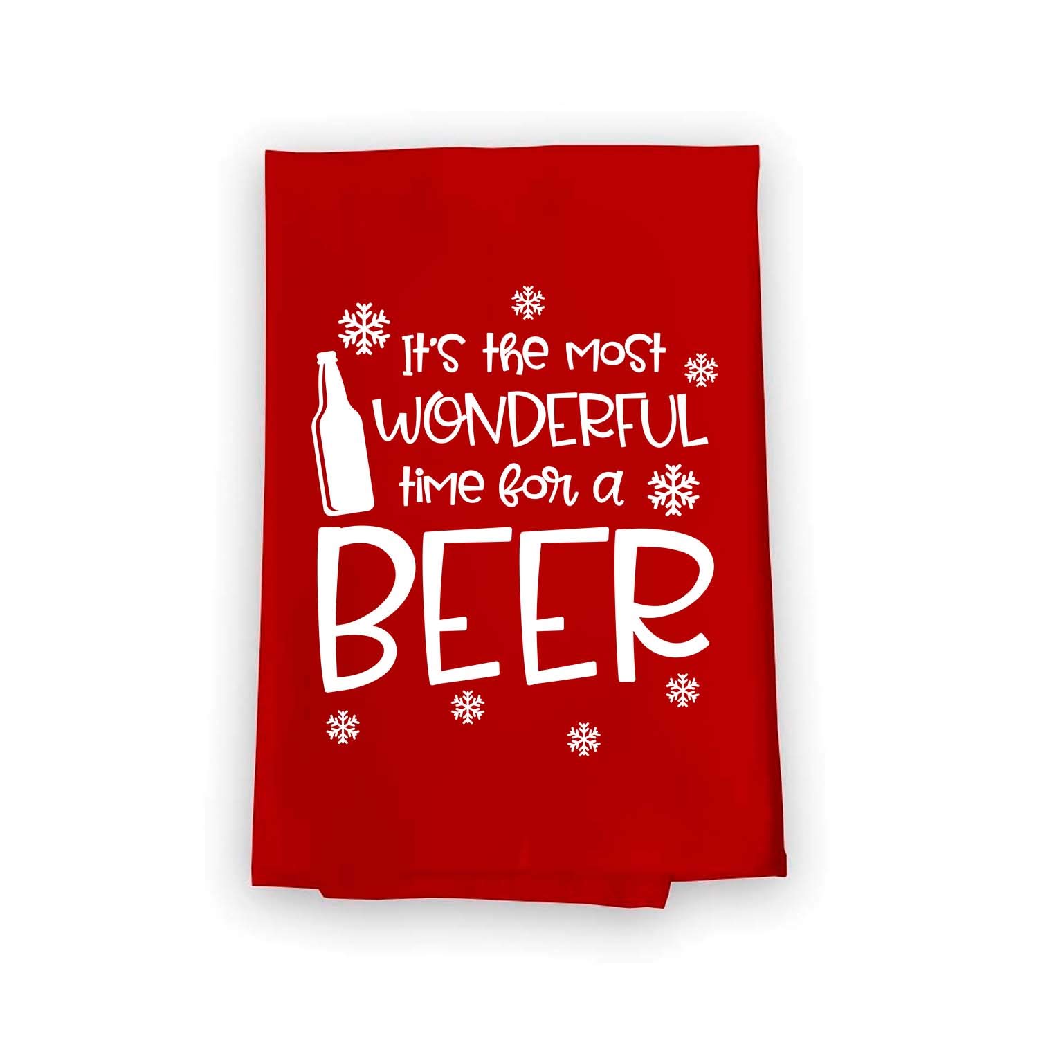 Honey Dew Gifts, It's The Most Wonderful Time for aBeer, Cotton Flour Sack Towel, 27 inch by 27 inch, Funny Christmas Towels, Red Beer Dish Towel, Bar Towels, 10192R