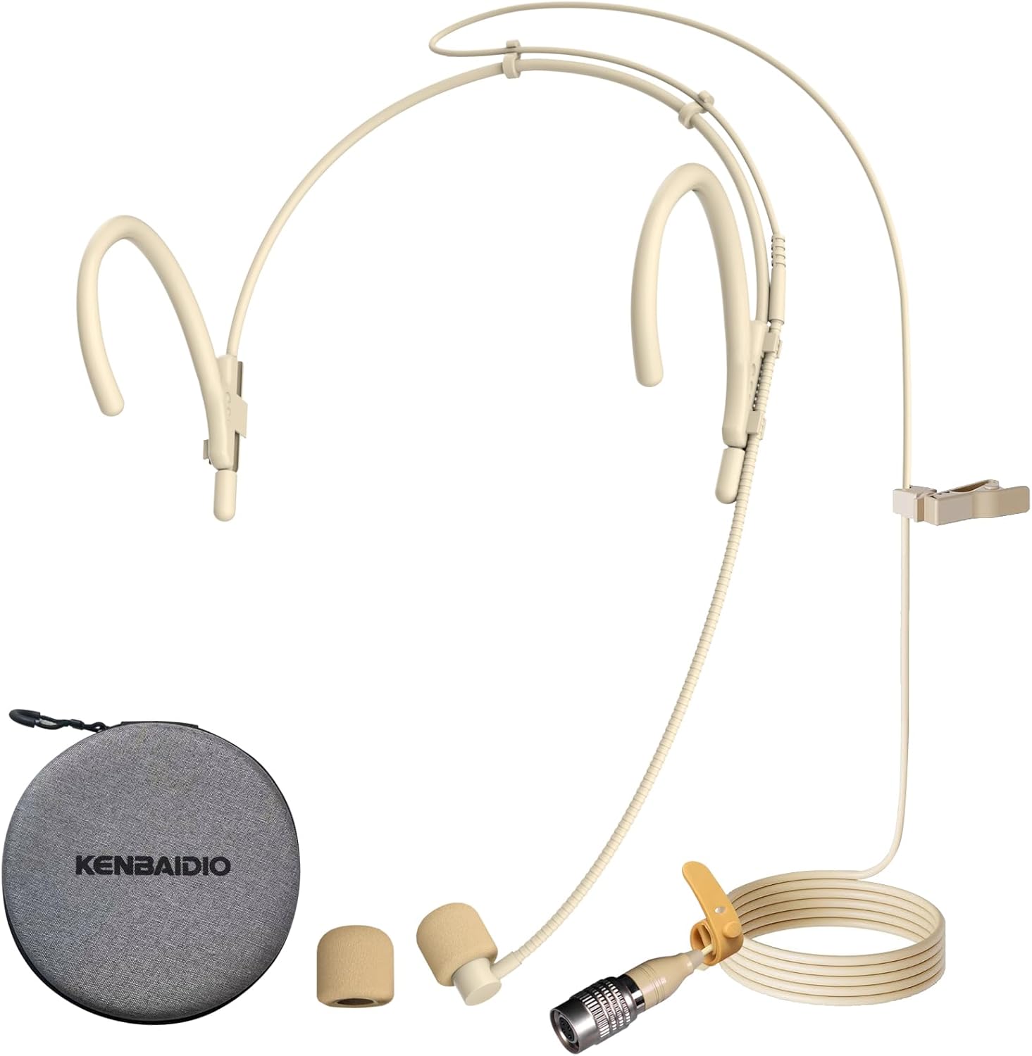 Earset Headset Microphone Portable Headworn Over Ear Hanging Condenser Mic Compatible with Audio Technica Wireless System Bodypack Transmitter for Lectures Performance Theater, Hirose 4 Pin Plug