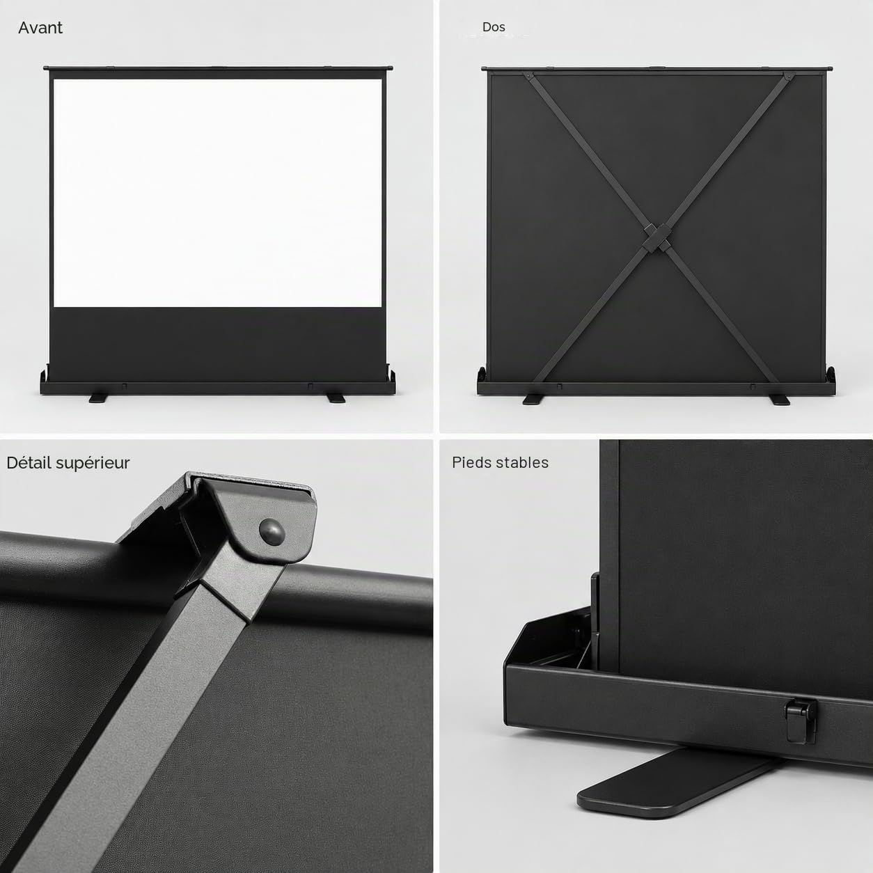 Écran de projection au sol - Écran autoportant - Pull-Up - Écran de sol portable - Écran de projecteur pour salles de projection à domicile, chambres, salles de réunion (203 cm 4:3)