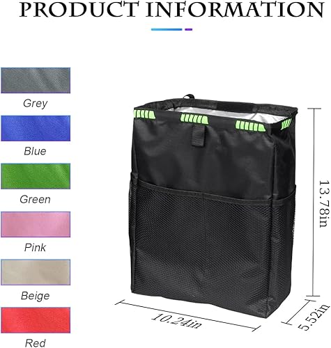 Miniatura 2 de Fekey&JF Bote de basura colgante para automóvil con bolsillos de almacenamiento, bolsa de basura Oxford impermeable a prueba de fugas, organizador