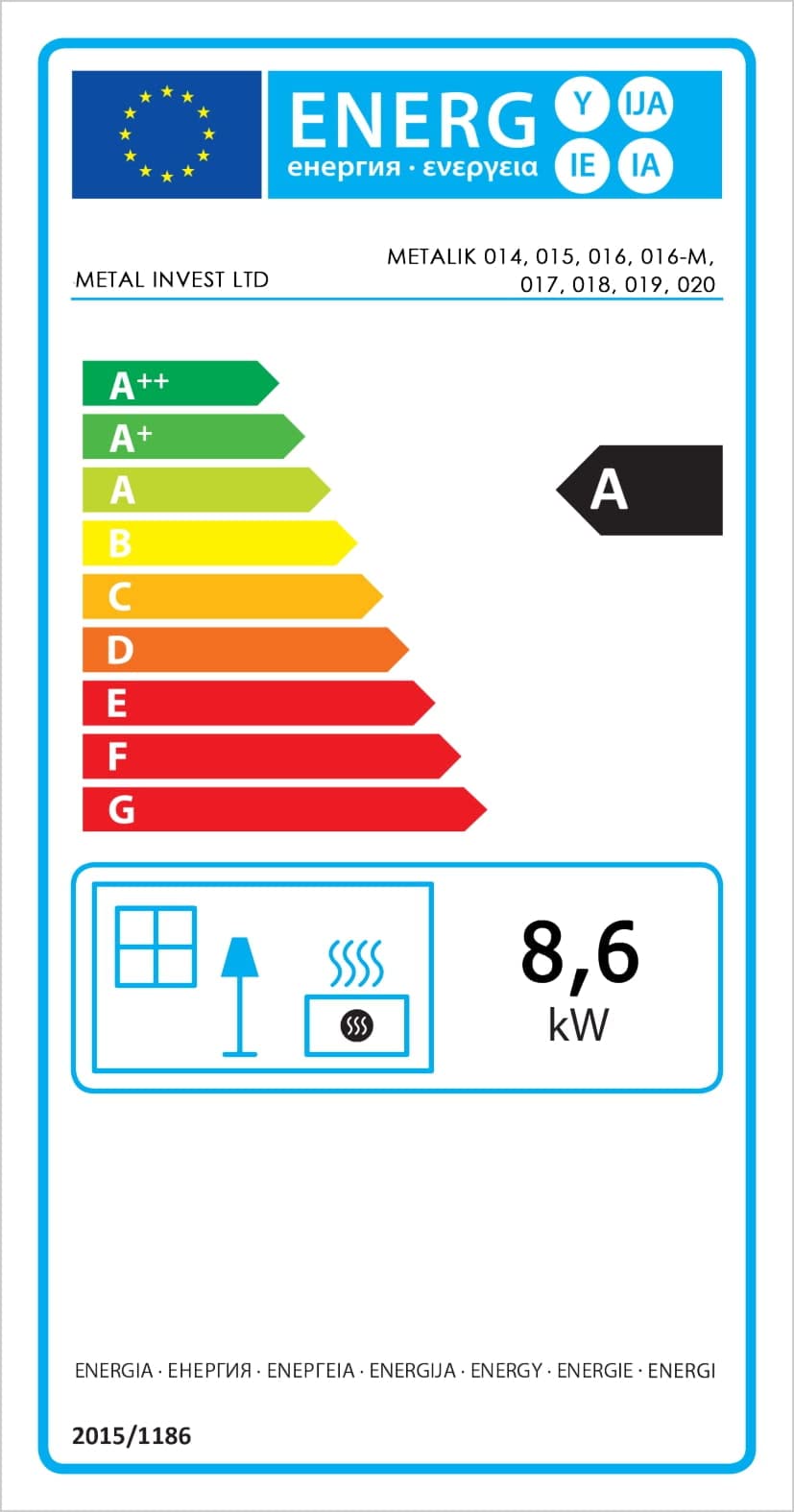 Estufa de leña BALKAN ENERGY, Modelo HIT 8.6 kW