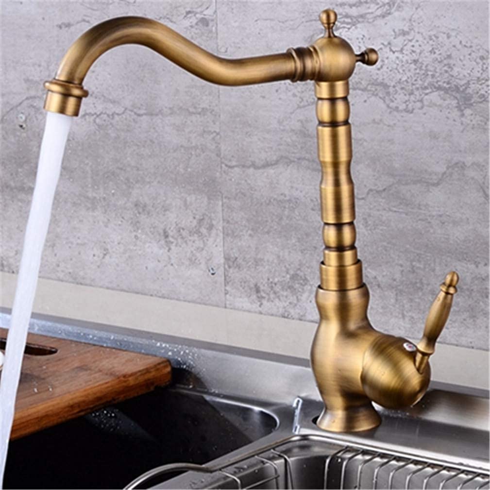 Robinet de cuisine en laiton antique mitigeur d'évier à poignée unique