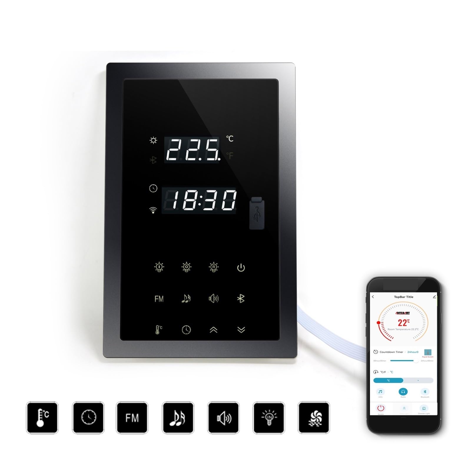 Sauna Dampferzeuger Elektrischer Saunaofen-Controller for WiFi-Fernüberwachung, 24-Stunden-Timing, Multifunktionale Elektrotherapie-Massage(Combination1,Bluetooth Version)
