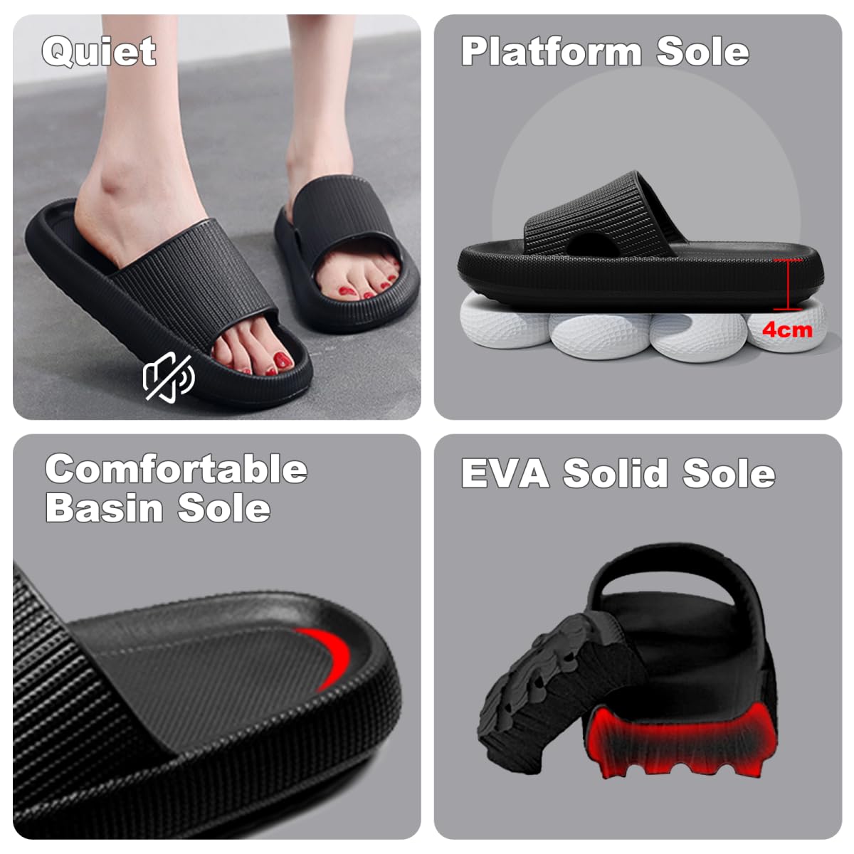Merdoo Ciabatte Nuvola Donna Uomo Comode Ciabatte Casa Ultra Morbide Ciabatte Mare Antiscivolo Ciabatte Piscina Ciabatte Doccia Casuali Pantofole Estive Suola Spessa Slide Sandalo Unisex 36-47EU