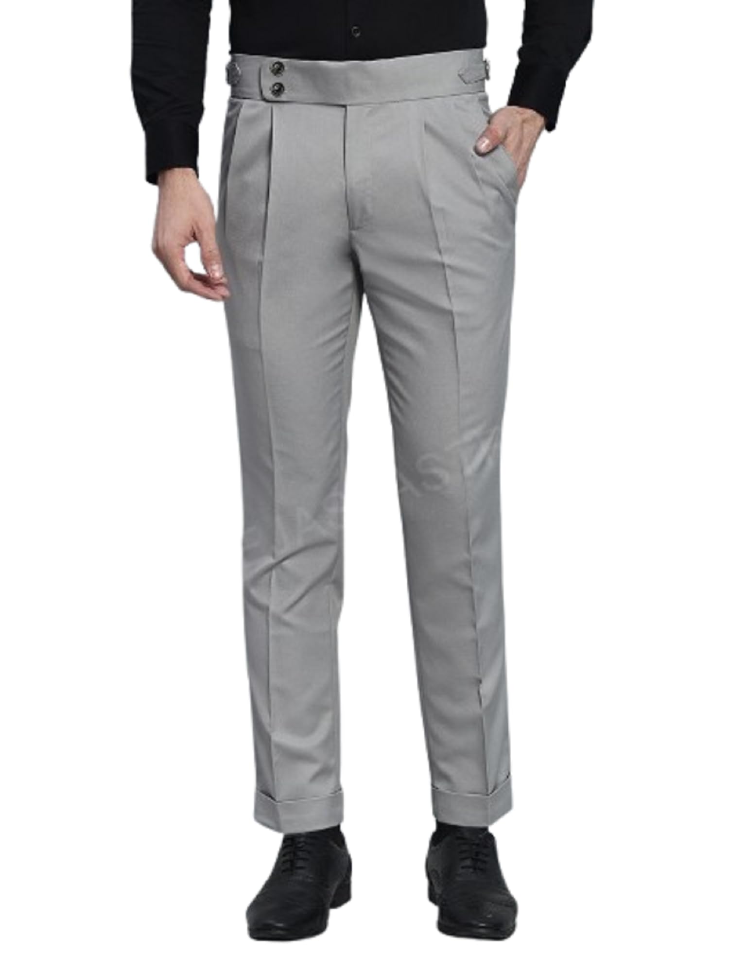 FASHIONEMPIRE Men's Formal Trousers Front Pleated Double Button Gurkha Zion Pant Slim Fit | Stylish Formal Pant for Party and Casual Wear-picture-31