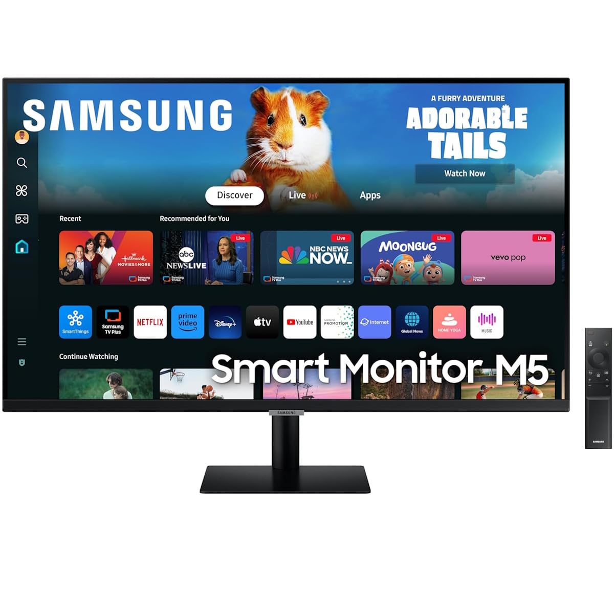 Samsung M5 M50D 27 Zoll Smart Monitor | 1920 x 1080 Display | VA LCD Panel | Eingebaute Lautsprecher | Smart Apps | Tizen OS | Wandmontage | Schwarz