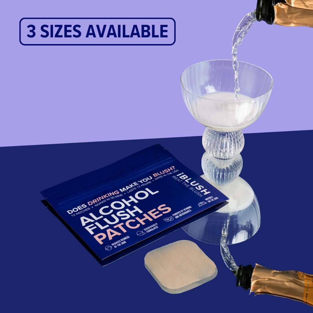 Alcohol Flush Patches – Discreet, Easy-to-Wear Support for Redness & Drinking Discomfort | Non-Ingestible Option for Asian Glow & Alcohol Sensitivity | 36 Patches