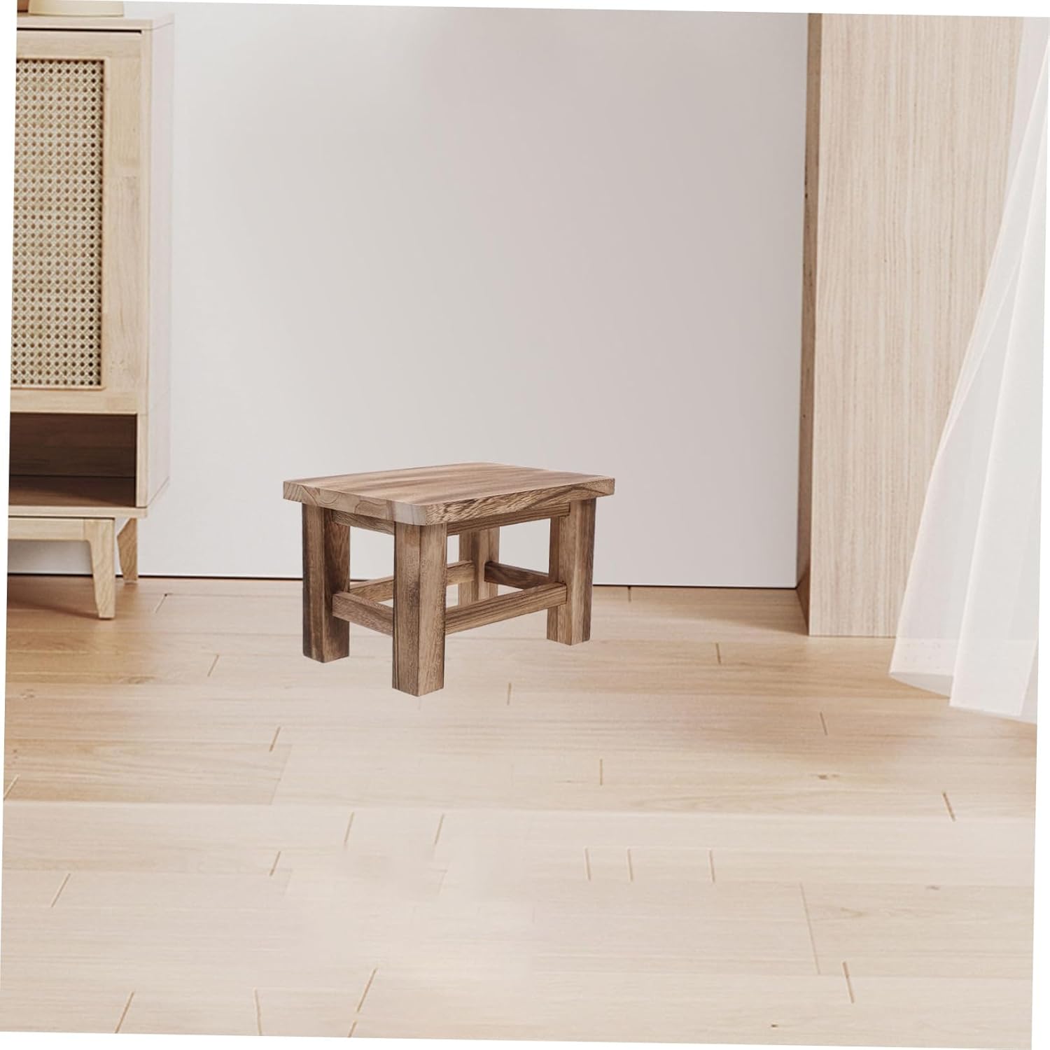 SOLUSTRE Ergonomic Wooden Step Stool Small Stool for Boys and Girls Wooden for Boys and Girls and Foot Bathroom