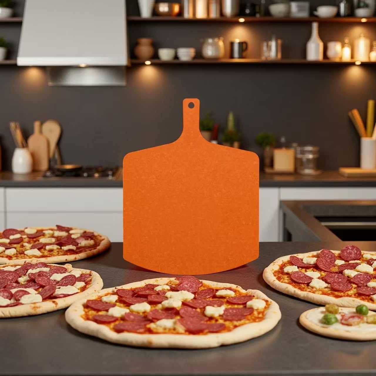 Large Pizza Board19"x14” - Wood Fiber Cutting & Serving Board with Handle for Kitchen Charcuterie Natural Square Design