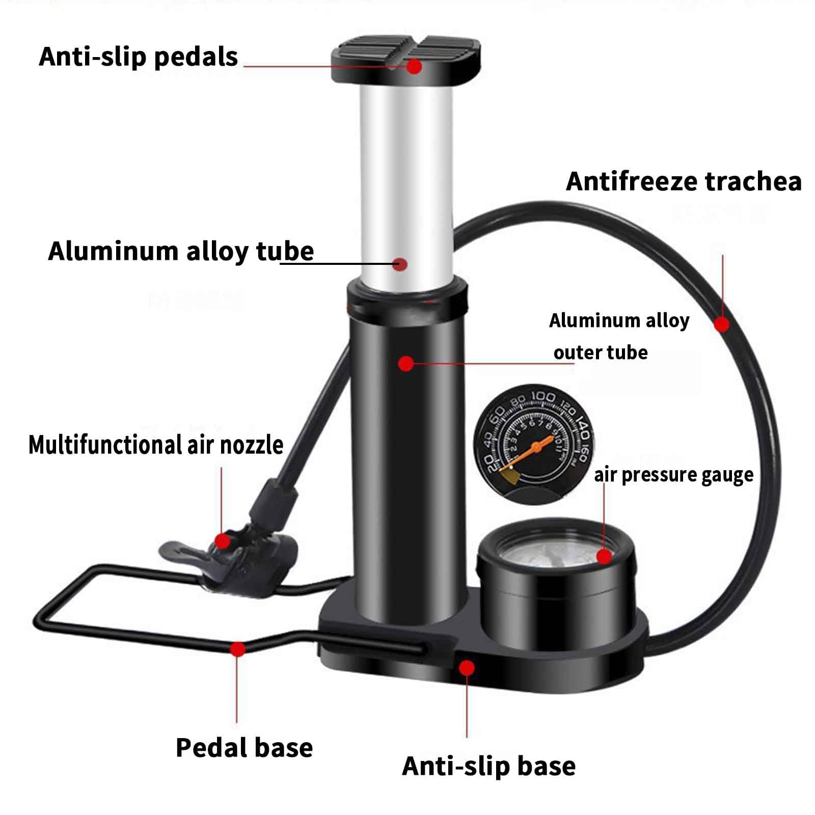 Stand Fußpumpen Luftballonpumpe Luftpumpe Luftmatratze Pumpe Ballonpumpe Klein Handpumpe Manuell Camping Fußpumpe Fahrrad Auto Fußluftpumpe 160PSI Mini Tragbar
