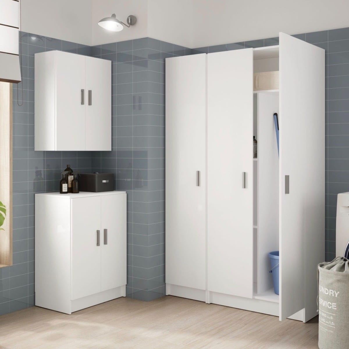 Trentiner Armadio portascope con 2 ante e 2 ripiani regolabili in altezza e estraibili salvaspazio H: 108 cm L: 55 cm rovere | Creta