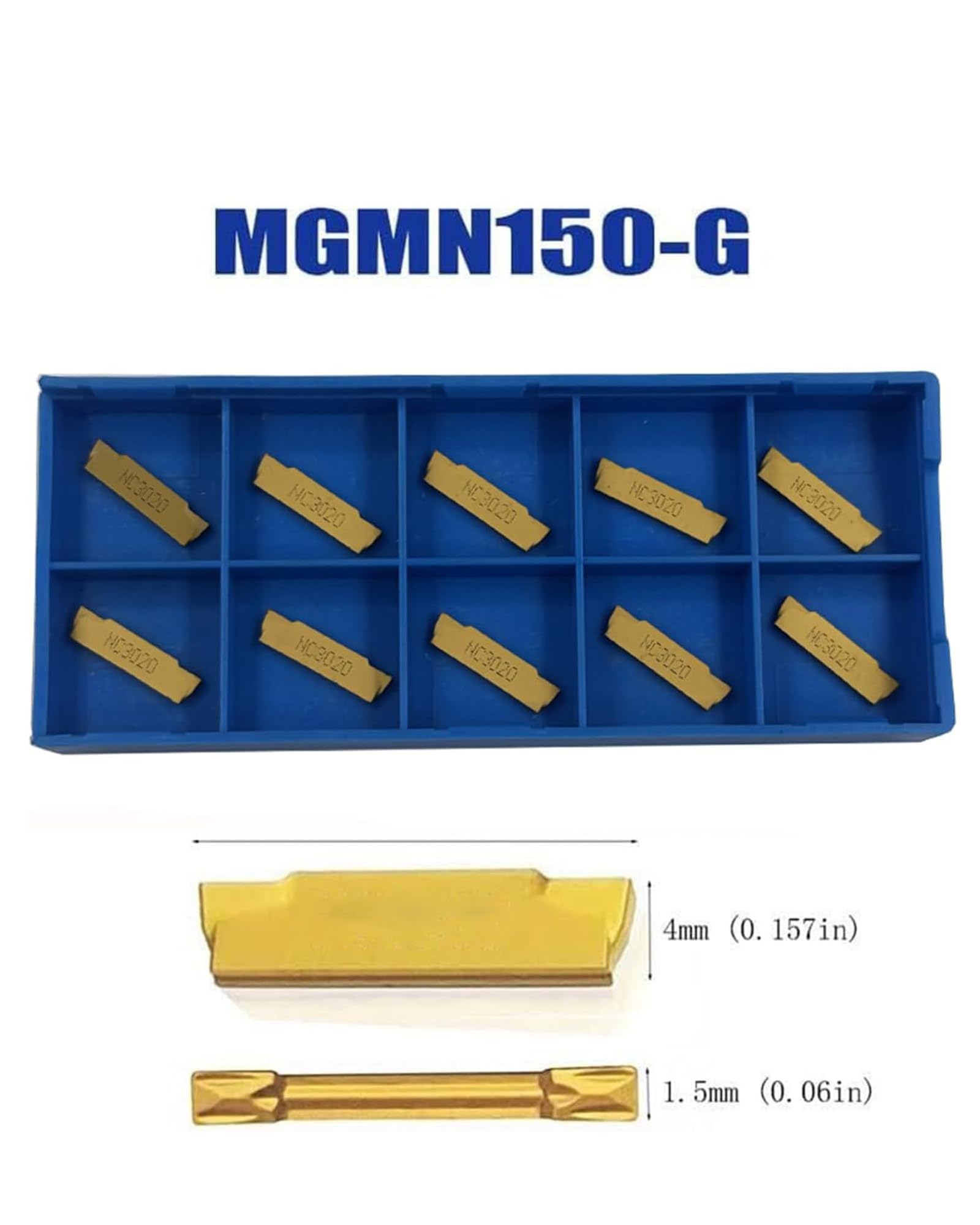5/8" Portaherramientas para ranurado de agujeros internos MGIVR2016-1.5 Herramientas de ranurado y 11 piezas MGMN150 de 1.5 mm Hoja de corte de carburo.