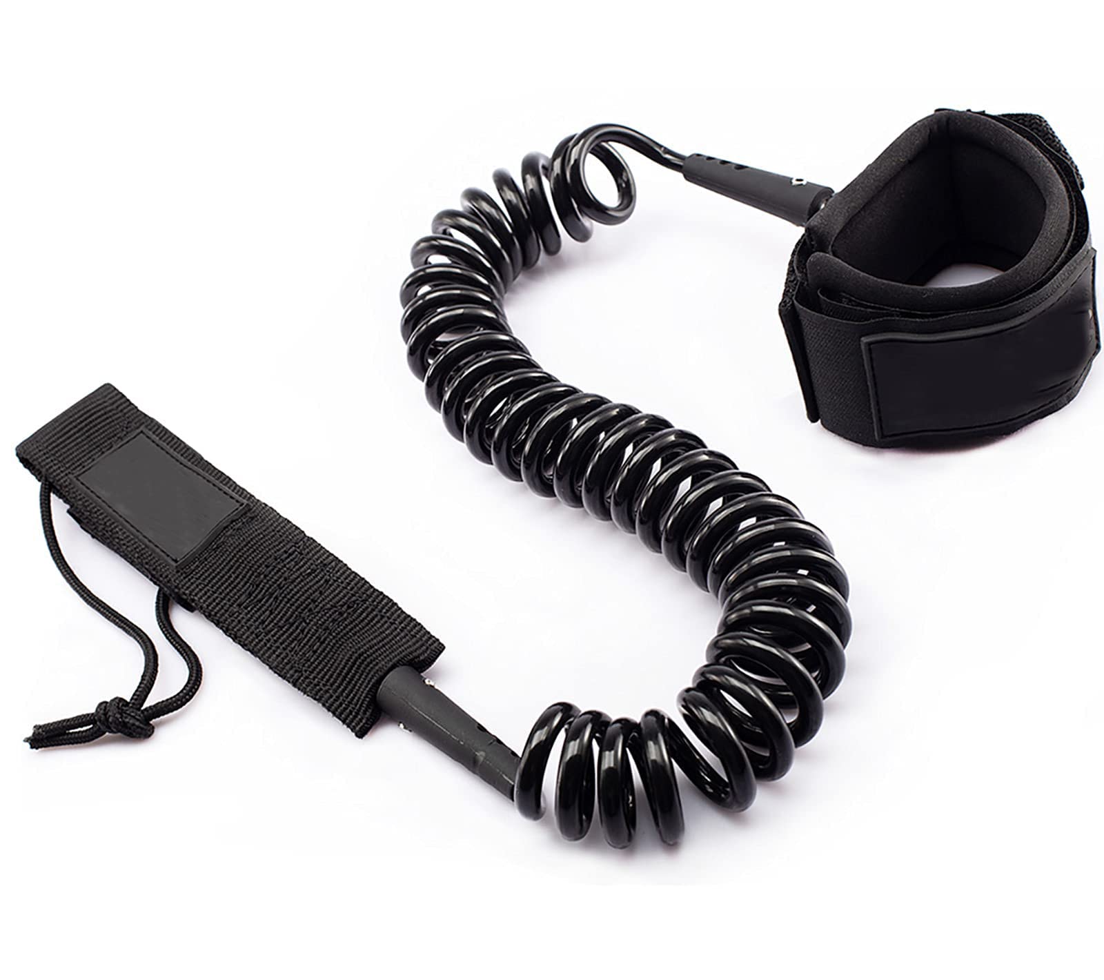 MAKINGTEC Leash Coiled 10' Strong 7mm Cord, Comfortable Padded Neoprene Ankle Cuff Stand up Paddle Board Leash with Double Swivels Anti-rust, Flexible Surfboard Leash