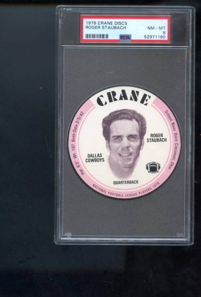1976 Crane Potato Chips Discs Roger Staubach PSA 8 Graded Football Card Cowboys - Football Cards