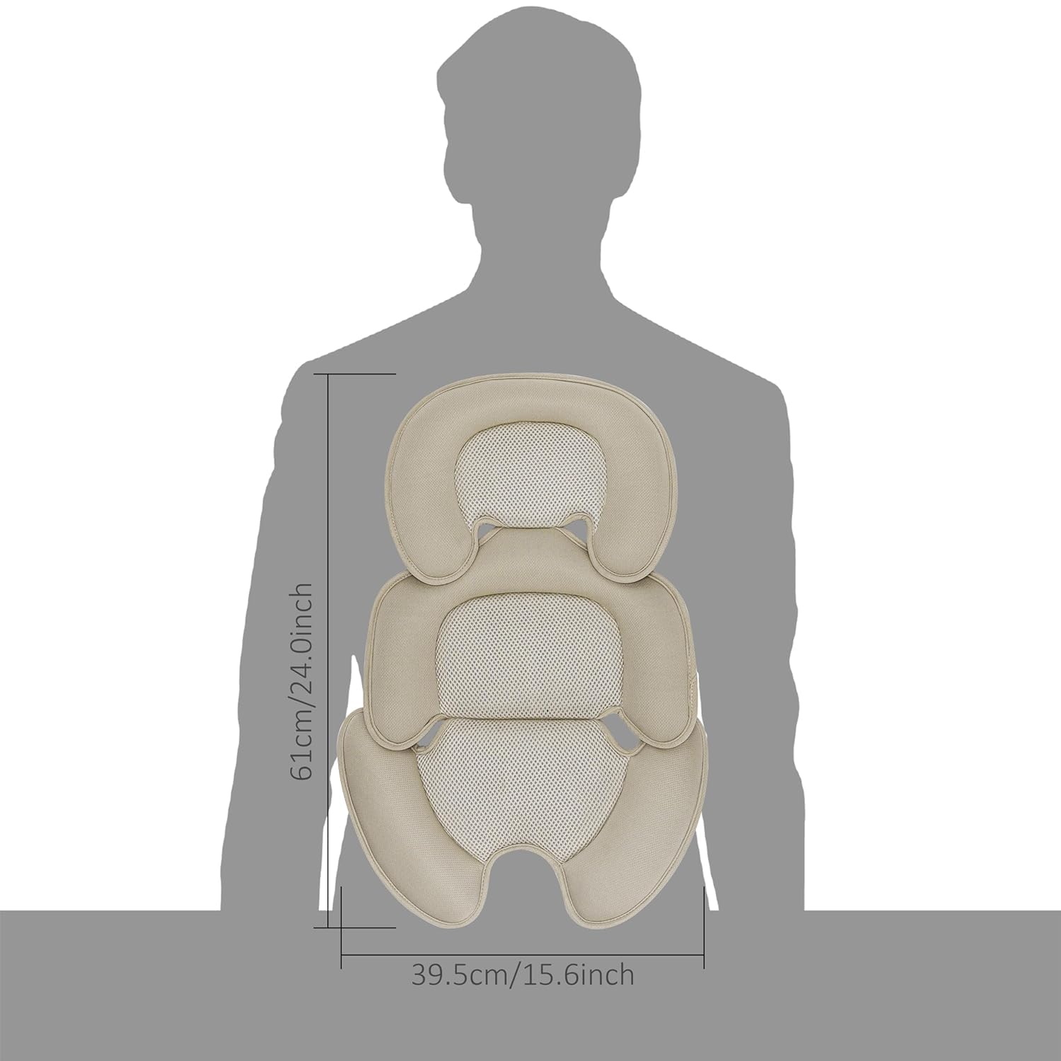 Neugeborenes Baby-Kissen mit 3D-Netzstoff für Stroller, Autositz und Hochstuhl - Atmungsaktive Einlage zur Unterstützung des Babys (Beige)