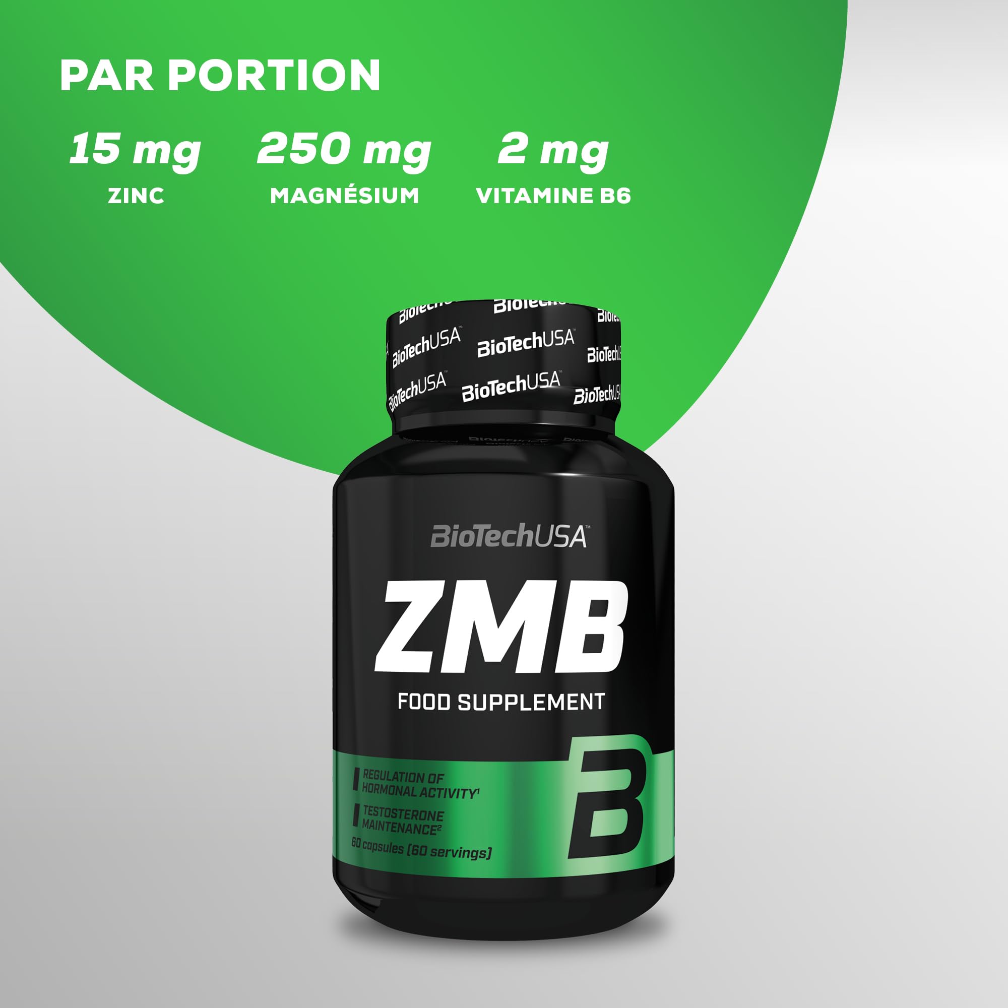 BioTechUSA ZMB Capsules | Optimiseur d'hormones | avec Zinc, Magnésium et Vitamine B6 | Soutien à la testostérone, 60 capsules
