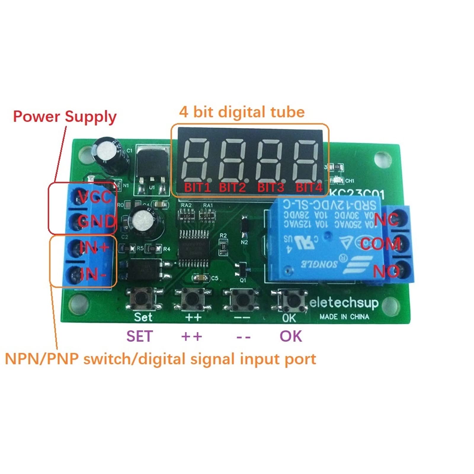 DC 5V 12V 24V Multifunktions-Impulszähler Verzögerungszeitrelais Einfaches Modul(24V)