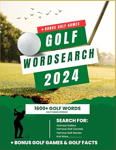 Golf Word Search Puzzles: Famous Golfers, Golf Courses, Golf Movies, with Golf Themed Interior Golf Puzzles for Adults. golf retirement gift, golf themed gifts for men, Women &amp; Kids