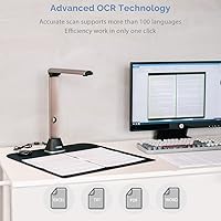 Vista 4 de iCODIS Cámara de documentos y escáner de libros: 15MP de alta definición portátil USB Doc Cam tamaño A3, escáner OCR multiidioma para oficina