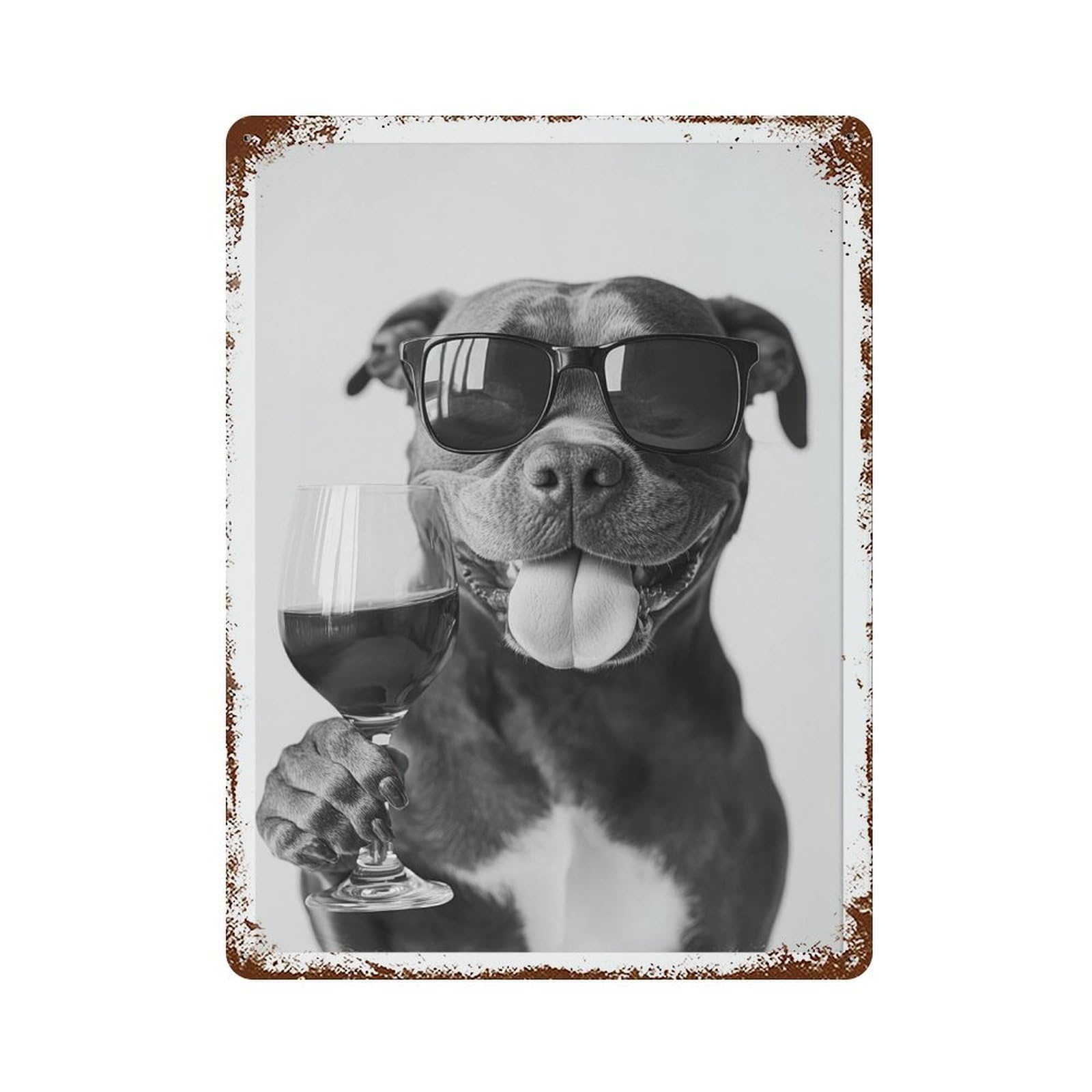 xiaoxiaoshen Staffy Bull Terrier And Wine Bar C Funny Dog Wall Decor Art Metal Tin Poster Modern Home Decor Art Home Bar Shop Decorations Vintage Sign 40x30cm