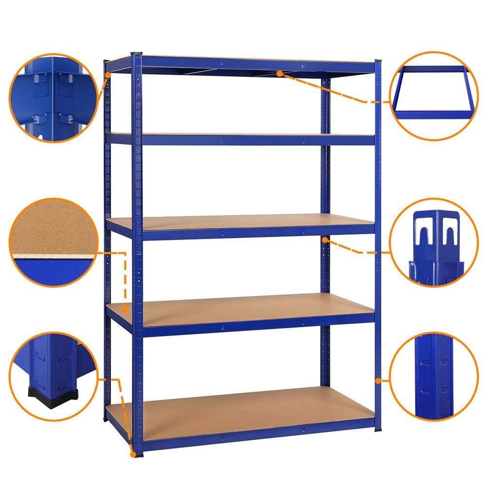 Yaheetech 3X Schwerlastregal 180x120x60cm Regal Lagerregal 5 MDF-Platten Kellerregal Steckregal Werkstattregal 875kg