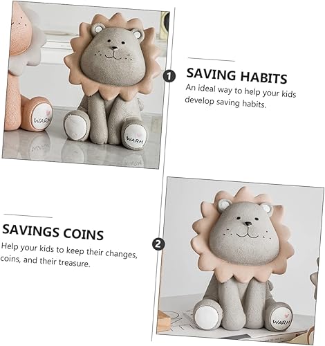 Miniatura 7 de Hucha de león, contenedor de plástico, para niños, juguetes de escritorio, resina, hucha de dibujos animados, figura de animal, olla de dinero, olla